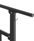 Heavy Duty 4 Step Stair Railing With Integrated Side Fence And Hella Sturdy Steel Outdoor Handrail Featuring Easy Install For Porch Deck Safety In Black close-up of sturdy black steel handrail with mounting hook