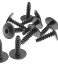 Black Torx screws from 10Pcs Wheel Arch Inner Liner Splash Guard Torx Screws Kit for Audi VW Seat Skoda Cars, steel finish, close-up view.