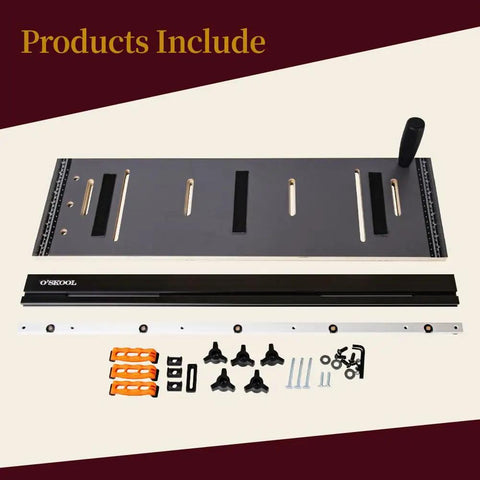 Heavy Duty Table Saw Taper Jig Featuring Triple Adjustable Clamps And A Robust Aluminum Fence For Dead On Bevel Cuts And No Sweat Setup, includes base and accessories.