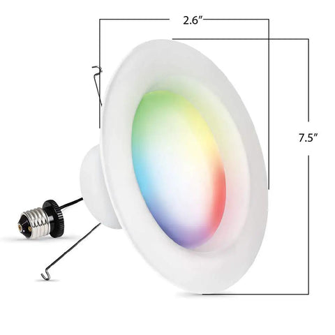 Smart Recessed 5 To 6 Inch LED Downlights With WiFi, Dimmable Color Changing, 1000 Lumens, 11.1W 75W Equivalent, showing dimensions
