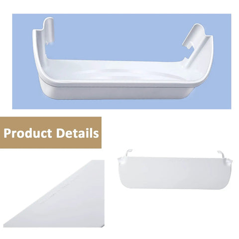 Two Pack Refrigerator Door Bin Shelves For Frigidaire And Electrolux White Replacement Bottom Two Shelves Fits AP2115741 AH429724 EA429724 PS429724 240323007 Easy Install No Fuss Durable Plastic, shown from various angles and details