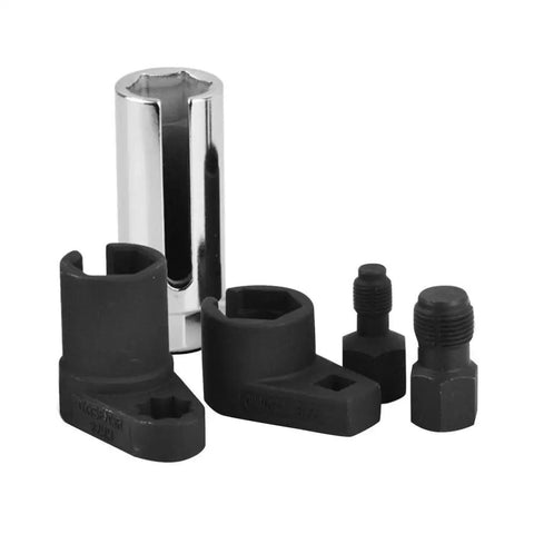 Pro Grade O2 Oxygen Sensor Socket Wrench Set With Removal Tool And Thread Chaser, three eighths inch and one half inch drives