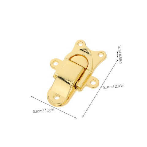 Chic 2 Pcs Antique Golden Zinc Alloy Toggle Lock Buckle For Wooden Jewelry Box And Tool Case With Classic Retro Latch Hardware, 5.3cm x 3.9cm.