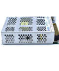 Side view of a High Stability Output Switching Power Supply 5V 8A, 12V 8A, and 24V 3A. Features a perforated metal casing.