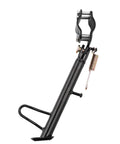 Heavy Duty Iron Kickstand With Mounting Bracket For Dirt Bikes Scooters Mopeds Mini Bikes, side view showing 60 degree angle and spring.