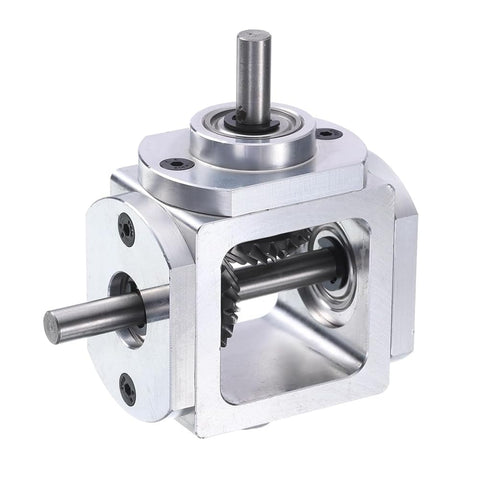 Right Angle Bevel Gearbox 1 To 1 90 Degree Drive With Single Output Shaft 20 Teeth Bevel Gear 1 Module Aluminum Frame