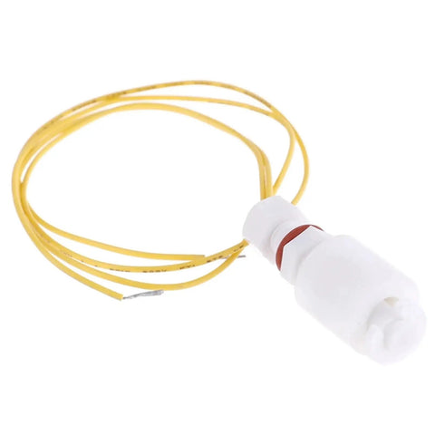 Heavy Duty 50mm Floating Ball Switch Water Level Sensor For Pumps And Tanks Waterproof PVC Float Switch Wide Voltage Range 12-24V DC Or 110-240V AC Adjustable Cable Length Horizontal Mount Easy Install, showing yellow cable and white switch