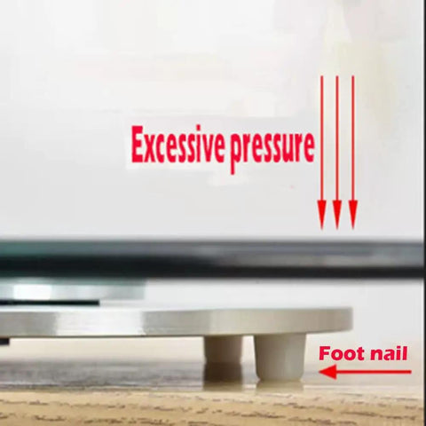 Close-up of 8mm Tempered Glass Lazy Susan Turntable Serving Tray for restaurants with foot support detail, max capacity 300 kg.