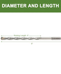 Masonry drill bit, HLOFIZI 1/4 in x 6 in, carbide tipped, hex shank for concrete brick stone