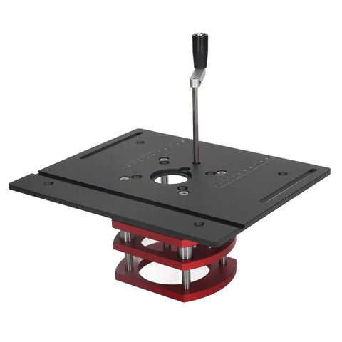 Do It Yourself Router Table Kit With Lifting System And Manual Router Lift, black aluminum base plate for woodworking