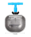 Close-up of Heavy Duty 304 Stainless Steel Automatic Rabbit Water Feeder with blue nozzle, 7.7cm size, designed for small pets.