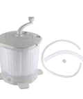 Hand Crank Washing Machine Delivers 1200 RPM Spin To Knock Moisture Fast sturdy plastic container with hose and pump handle.