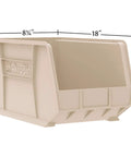 Space Saving Stackable Plastic Storage Bins for Garage Pantry and Craft Room, Heavy Duty Organization, 18 x 8.25 x 9 inches.