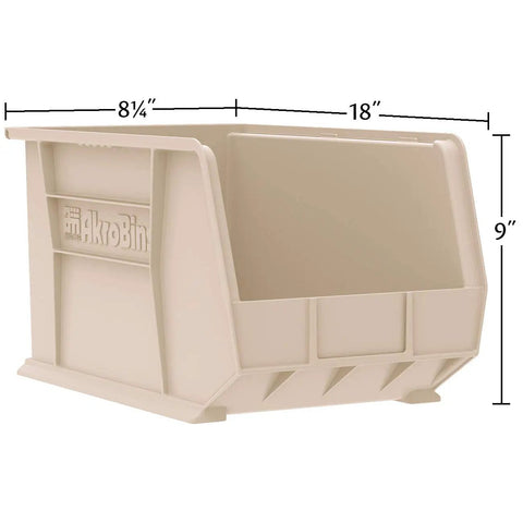Space Saving Stackable Plastic Storage Bins for Garage Pantry and Craft Room, Heavy Duty Organization, 18 x 8.25 x 9 inches.