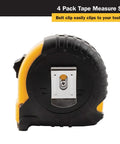 Heavy Duty Tape Measure Set With Easy Read Markings And Durable Case 4 Piece 12 Foot 16 Foot 25 Foot And 33 Foot Blades belt clip detail
