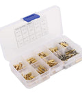 M2.5 Brass Standoff Spacer Kit With Pro Grade 180 Piece Hex Pillar Nut And Screw Set For Electronics, 3D Printer And PC Motherboard Mounting Hardware, Brass Construction, Includes 10 Sizes. plastic case with M2.5 brass standoffs, screws and nuts