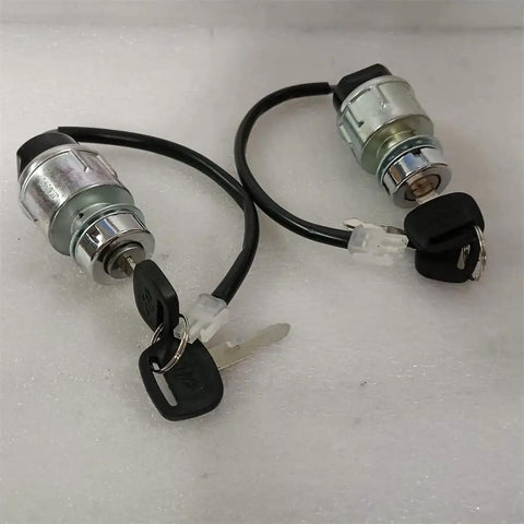 Jwdawn 2 Pcs Jk404C Ignition Key Switch for Electric Forklift, Golf Cart, Trailer, Caravan with keys and connectors.