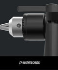 Close-up of 1/2-in keyed chuck on Beast Of A Half Inch Hammer Drill With A Seven Amp Motor Delivers Up To 3,100 RPM And 52,700 BPM