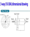 30A Three Wire Slip Ring With Gold Brush Contacts For Motor Encoder And Small Drive 22mm No Fuss Fiber Brush Tech Delivers Smooth Power And Signal Transmission For Reliable Performance., 22mm slip ring dimensional drawing with rotor and stator wire layout
