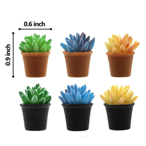 Whimsical Succulent Door Hinge Heads Magnetic Topper Set Of 6 Haworthia Miniature Potted Plant Trinkets in pots