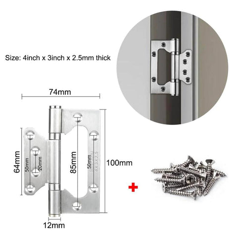 Heavy Duty 4 Inch Stainless Steel Door Hinges Set 3 Pack Bearing Square Angle Hinges For Wooden Doors Indoor Hardware 304 Stainless Rust Proof Durable Long Lasting With Mounting Screws Included Ideal For Heavy Doors