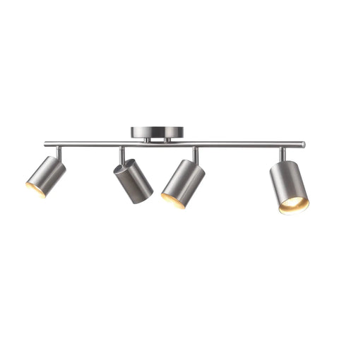 Pratt 4 Light Track Lighting Fixture in Brushed Nickel With Pivoting Heads, Minimalist Modern Spotlight Kit, ceiling mount