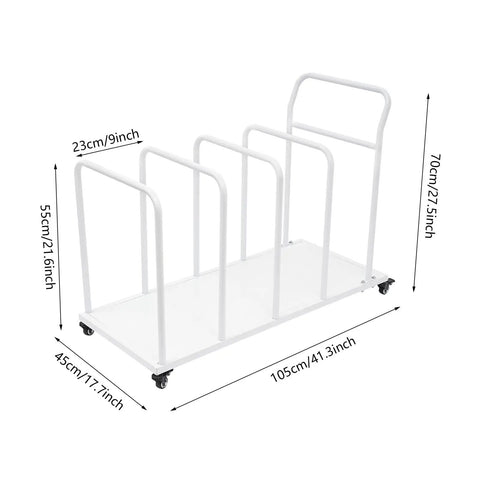 Heavy Duty Metal Carton Cart Stand With Swivel Wheels And Grip Handle Smooth Rolling White Steel Cardboard Box Holder For Warehouse 105x45cm