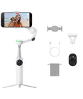 Foldable AI Phone Gimbal Pro Vlog Kit with 360 Pan Tracking, Apple DockKit Compatibility, built-in tripod, and accessories