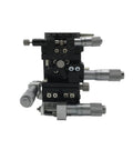 4 Axis 40mm 1.6 Inch Manual Trimming Platform With V Rail Heavy Load Linear Stages, side view of micrometer heads.