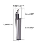 Half Notched MT3 Tungsten Steel Lathe Dead Center 3MT Morse Taper 60 Degree Woodturning Tool with dimensions shown