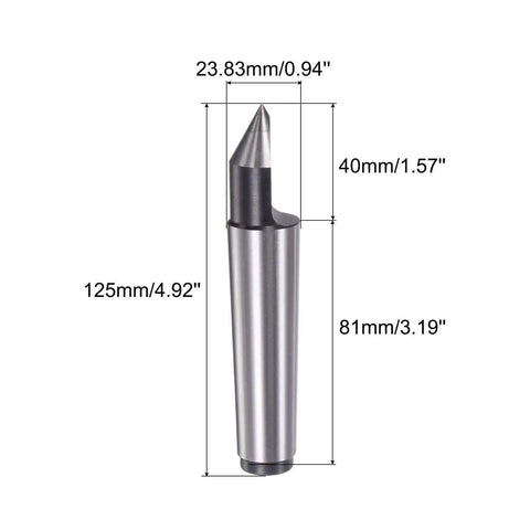 Half Notched MT3 Tungsten Steel Lathe Dead Center 3MT Morse Taper 60 Degree Woodturning Tool with dimensions shown