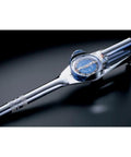 Three Eighths Inch Fixed Drive Dial Type Torque Wrench With 30-150 Lb-In Range, Pro Grade Memory Needle, Powder Coated Finish, Mechanical Dial Gauge For Precise Small Torque Jobs, Shop Ready For Automotive And Home Garage Maintenance. Chrome 3/8 in dial torque wrench with gauge