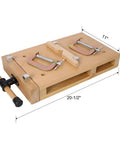 Top Tier Wood Vise For Workbench Quick Release Handle G Type Mount 78 Inch Jaw Opens Buttery Smooth Rock Steady Grip, wooden base with clamps.