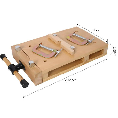 Top Tier Wood Vise For Workbench Quick Release Handle G Type Mount 78 Inch Jaw Opens Buttery Smooth Rock Steady Grip, wooden base with clamps.