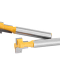Premium Yellow T Slot Router Bit Set Perfect For Woodworking Pros Wanting Durable Cutters With Carbide Edges, 3/8 and 1/2 Inch.
