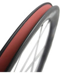 Close-up of Carbon Fiber Wheelset 38mm And 23mm Rim Depths 700c Clincher Front And Rear Road Bike Wheels With Basalt Brake Surface