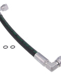 JZGRDN hydraulic hose with 90-degree elbow fittings; black hose with green text and two O-rings