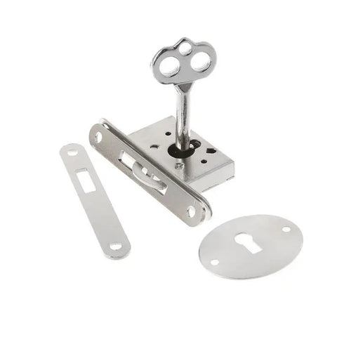 Vintage Style Drawer Lock Set With Keys Five Piece Hardware Includes Locks Hinges Handles And Padlocks For Small Boxes Cabinets close-up
