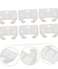 Drawer Track Guide Kit Twelve Piece Plastic Slides and Latches for Furniture Cabinets and Drawers, white plastic guides close-up view.