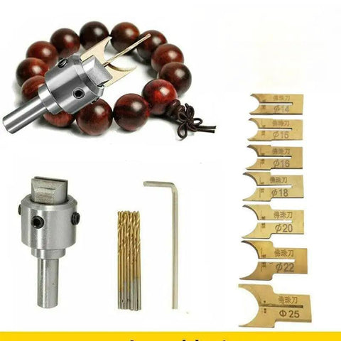 Wood Bead Maker Drill Bit Set 24 Piece 6 To 25 Mm Ball Cutter Kit with carbide tools for bead spheres and jewelry making.
