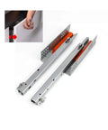 Heavy Duty Undermount Drawer Slides With Push To Open Design Half Extension Ball Bearing showing silver metal construction and installation.