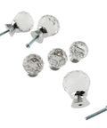 Top Notch Crystal Glass Cabinet Knobs And 30mm Drawer Pulls In A Pack Of Ten With Crisp Clear Finish For Kitchen Cupboards Or Closet Drawers With Slick Hardware That Truly Spices Up Your Setup, showing clear crystal knobs with silver bases.