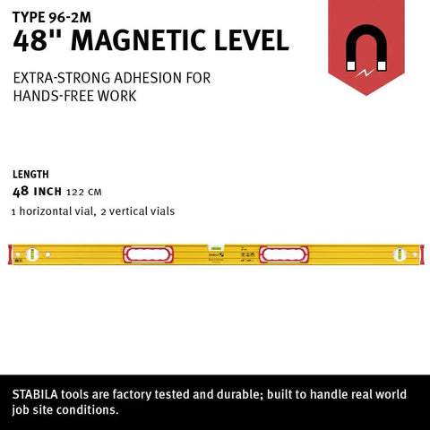 Pro Grade 48 Inch Magnetic Level With N52 Rare Earth Magnets That Lock Down Hard On Steel Framing And Drywall Built Like A Tank For Heavy Daily Grind By Skilled Tradesmen