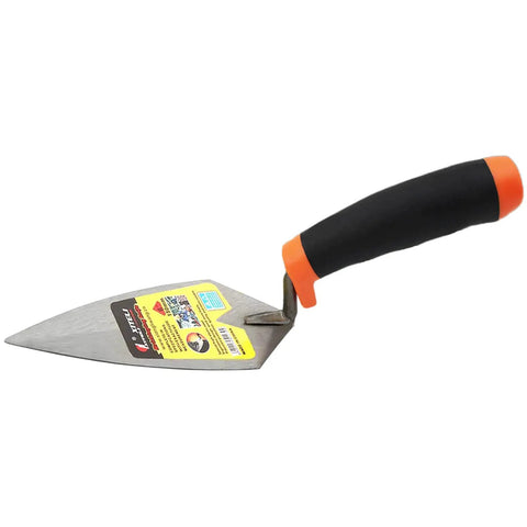 Single trowel from 2-Piece Pointing And Gauging Trowel Set, 6 Inch Masonry Hand Tools With Soft Grip Handles, Carbon Steel Margin Trowels