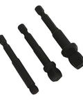 Get A Durable Chrome Vanadium Socket Adapter Kit That Fits Your Electric Drill For Quick Fixes And DIY Projects With Secure 1/2 3/8 And 1/4 Inch Versatile Drive Adaptors Built Tight For Real Tough Stuff black 3-piece drill adapters
