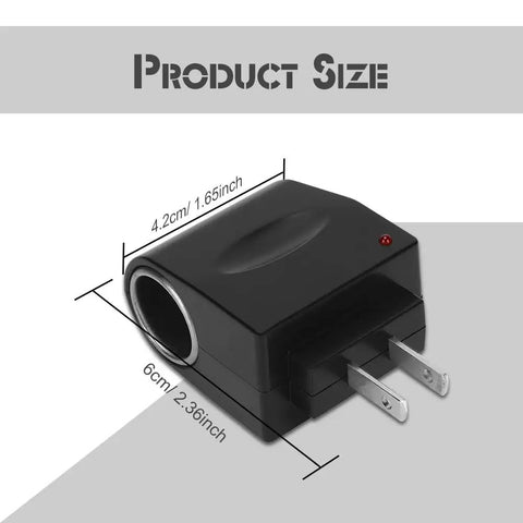 Premium No Sweat Car Cigarette Lighter To House Outlet Adapter Ac Dc Power Converter, compact size 6cm x 4.2cm, ideal for travel.