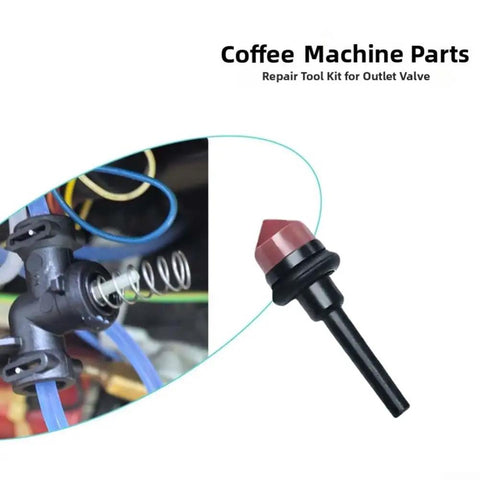 Three Piece Replacement Kit With Copper Bolts And Silicone Sleeves In Black And Red For Coffee Machines Replacement Internal Assembly Parts For Easy Maintenance And Reliable Fit close-up outlet valve repair tool kit