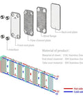Brazed Plate Heat Exchanger 3x8 Inch 30 Plate Water To Water System Copper And 316L Stainless Steel Three Quarter Inch Male NPT diagram