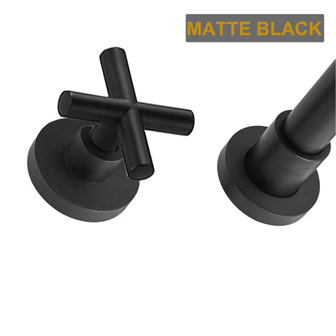 Close-up of matte black finish on Two Handle Wall Mount Bathroom Faucet With Stream And Spray 8 Inch Center 360 Degree Rotating Spout