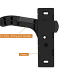 Close-up of Left Metal RV Screen Door Latch Kit With Left Hand Handle showing zinc alloy handle and plastic components